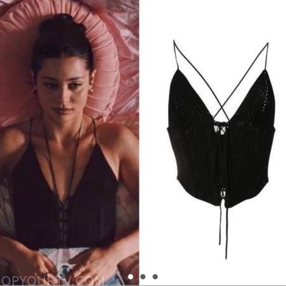 MADDY PEREZ EUPHORIA BLACK KNITTED TANK